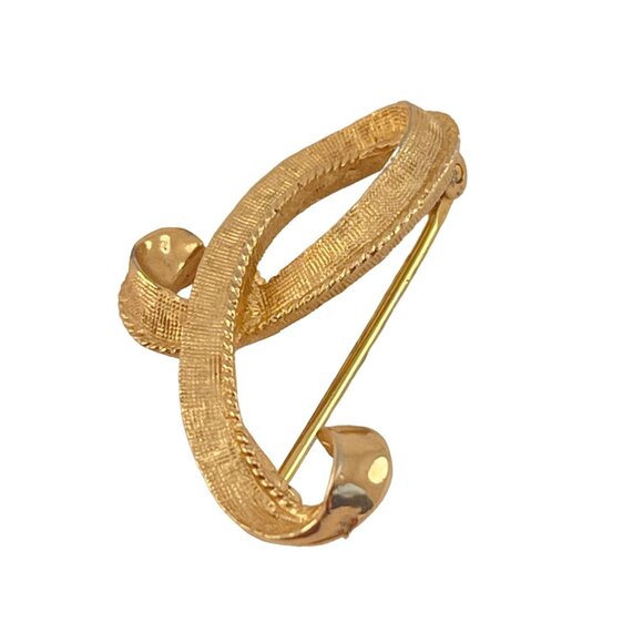Initial E Pin Brooch Textured Mid Century Vintage - Picture 2 of 5